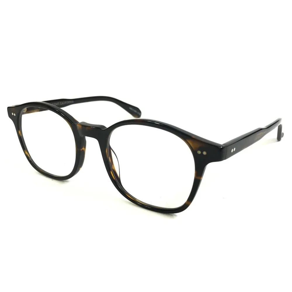 Garrett Leight Eyeglasses Frames RILEY COFT Brown Horn Square Full Rim 48-22-143